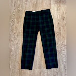 J. Crew Women's Cameron Lined Green and Blue Plaid Pants - Size 8
